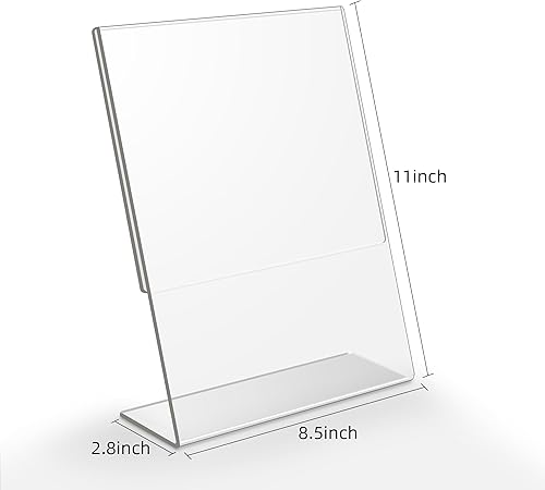 Miniatura 2 de zavekia Soporte de letrero acrílico de 8.5 x 11 pulgadas, soporte de letrero de escritorio transparente, soporte de papel de plástico para mesa (8.5