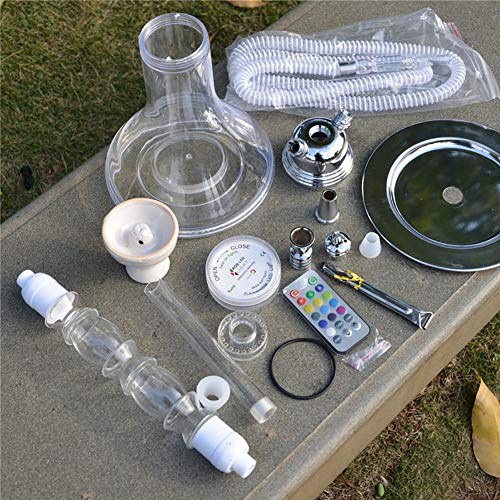 WYYHAA Shisha Set Hookah, 21" Acryl Eleganz Huka mit LED-Leuchten Silikon-Bowl-Schlauch Charcoal Tongs Waschbar Besserer Filtration mit Diffusor – Bild 8