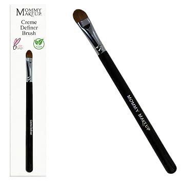 Creme Definer Eyeshadow Brush - Soft & Thick Synthetic Vegan Bristles | Smooth & Precise Application for Easy Blending of Cream Eye Shadows, Hand-Cut, Travel-Size, Cruelty-Free, Mommy Makeup