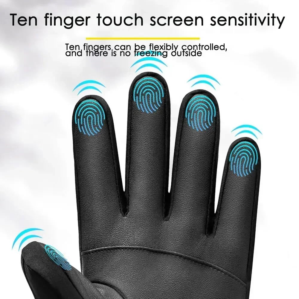 Guantes Invierno Impermeable Pantalla Táctil para Frio Ciclismo Running Esqui Snowboard Moto Calefactables