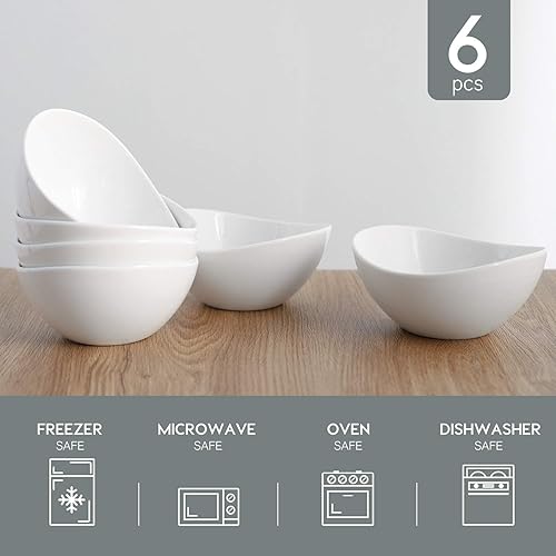 Miniatura 2 de Porcelain Small Serving Bowls, 10 Ounce Dessert Bowls for Ice Cream Snacks Appetizer Candy Dishes, Dishwasher Safe Durable Ceramic White Bowl for