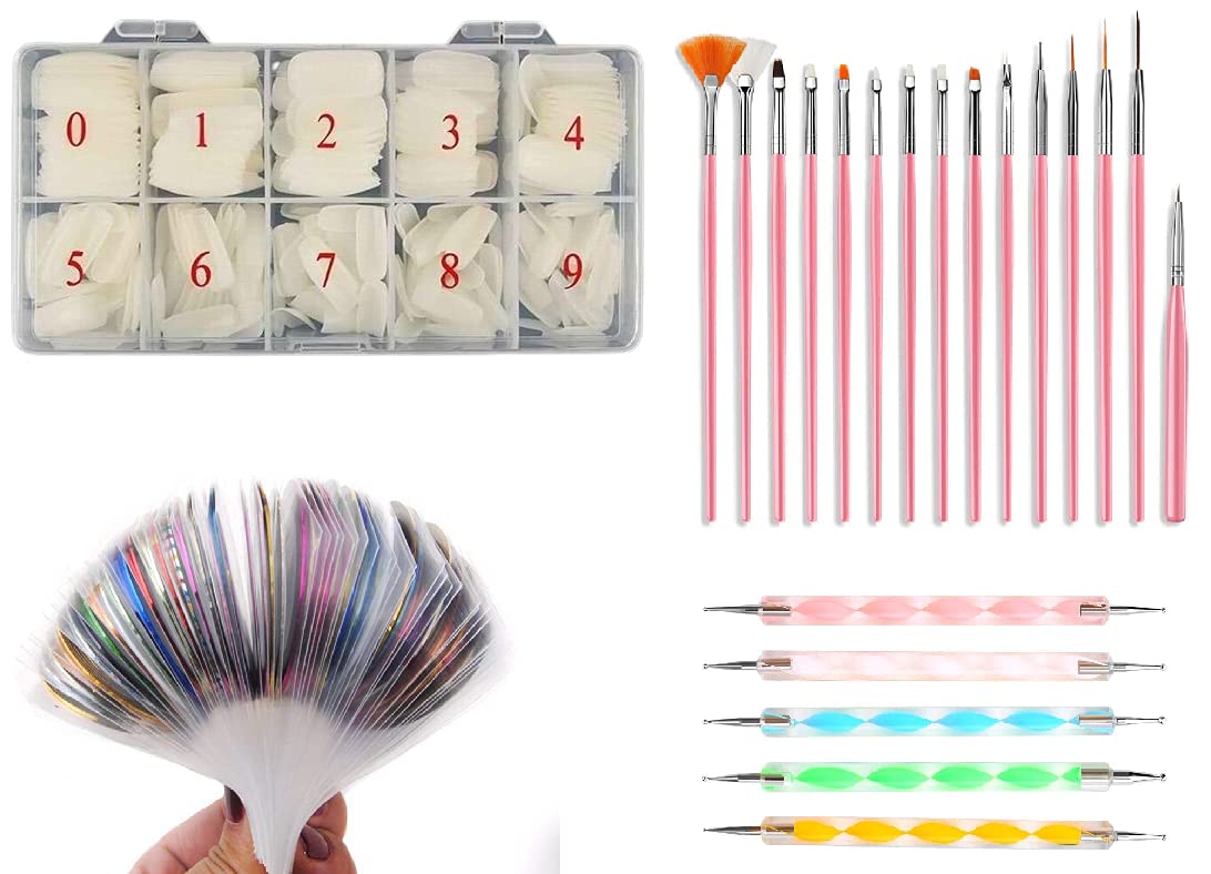 D.B.Z. 500 Nails,15 Nail Art Brush Nail Striping Tape 10 pc, with 5 Nail Dotting Pen (Nail Art Kit)-image-32