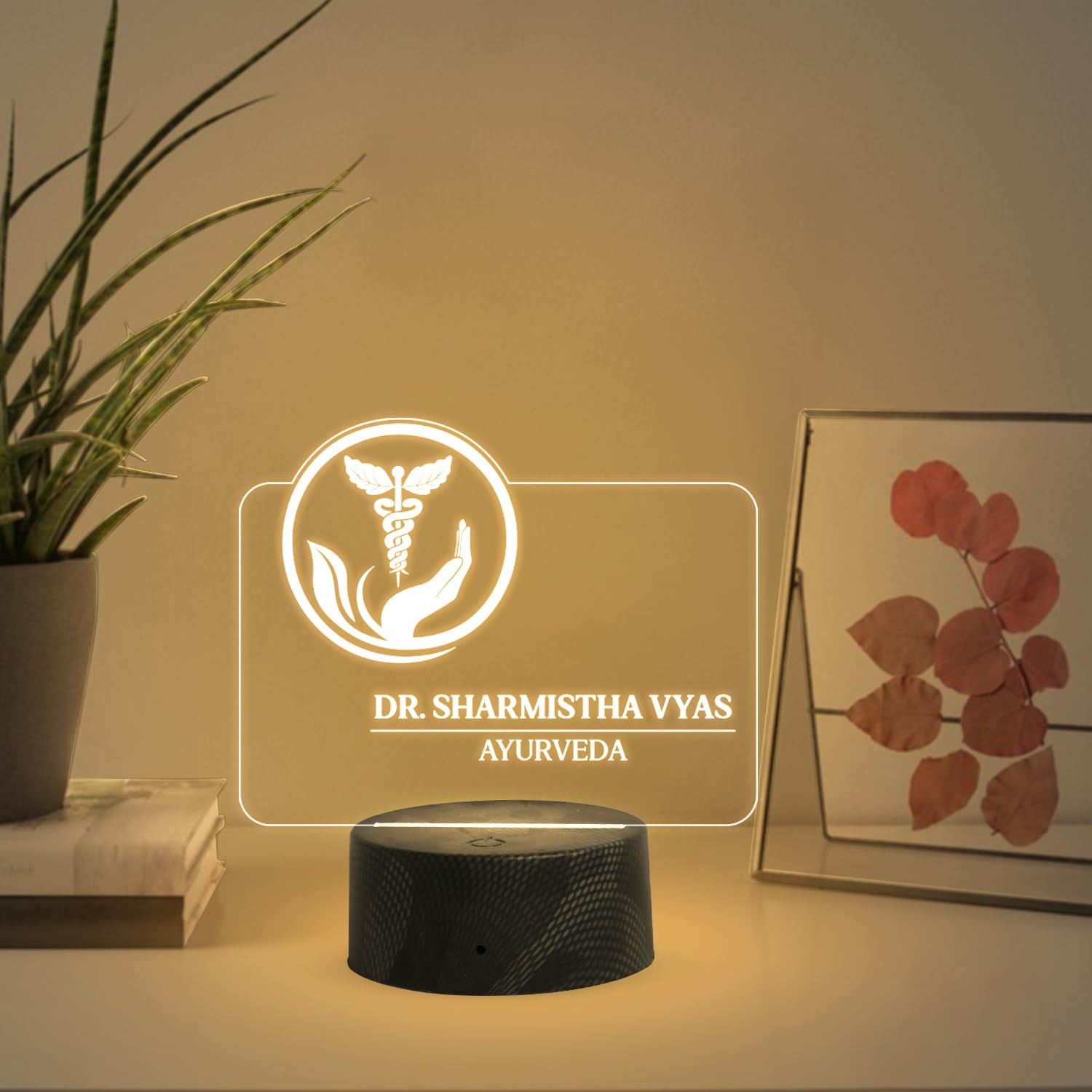 Personalised LED Doctors Name Plate for Office Desk Table Lamp | Gift for Ayurvedic Doctor | Thankyou Gift for Doctor | Warm White Light & USB Powered-image-40