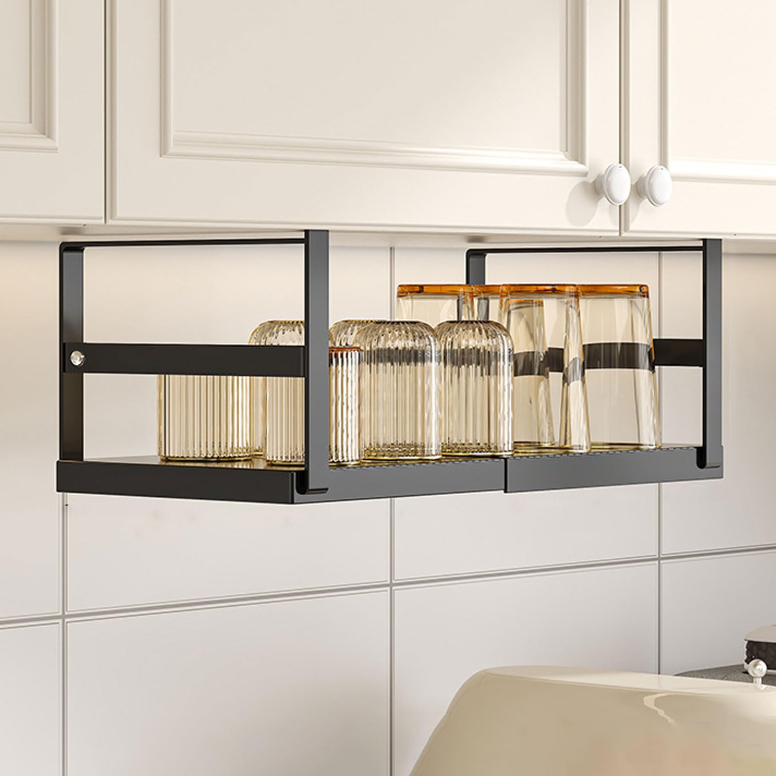 Estante de almacenamiento colgante para debajo del gabinete, cesta de alambre de acero al carbono, retráctil y ahorra espacio para cocina, baño, zapatero, armario, solución de estante extraíble