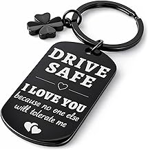 Keyring Gifts for Men Valentines Gifts for Him Gifts for Husband Boyfriend Birthday Presents Gifts from Wife Husband Boyfriend Gifts-Theme:Drive Safe