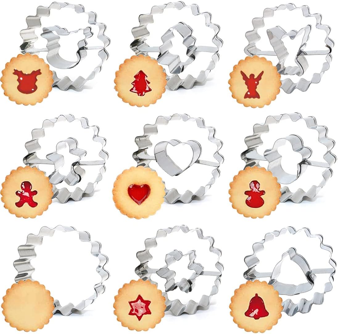Ventdest Linzer Ausstecher Weihnachten, 9 Stück Plätzchenausstecher aus