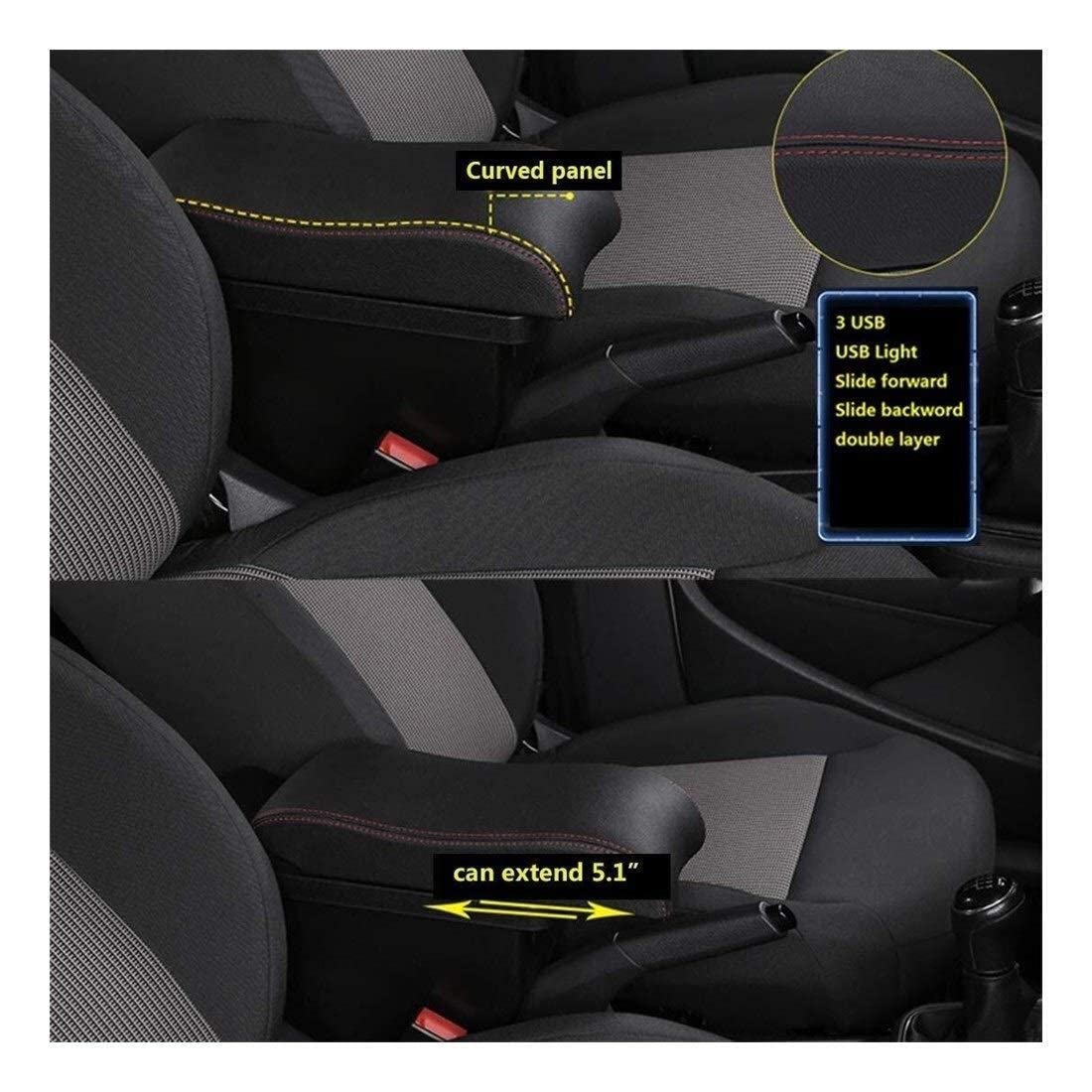 Auto Armsteun Voor Astra H Dubbellaags Console Center Grote Opbergdoos met 3 Usb-poort Opladen Zwart Stiksels