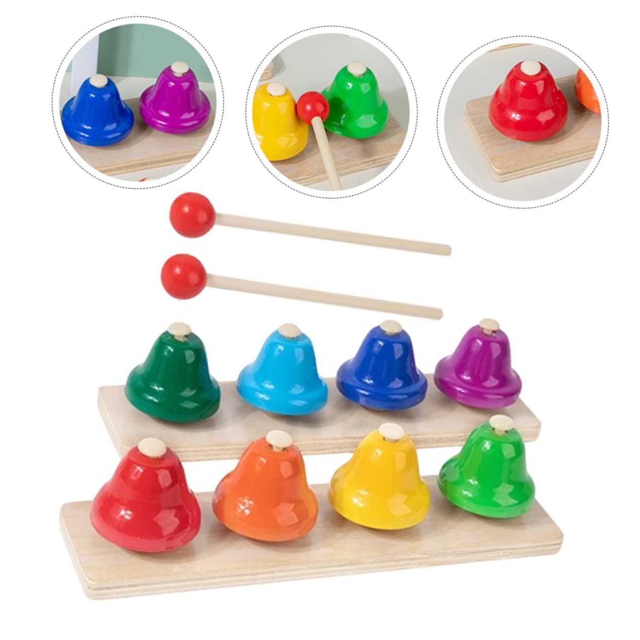 SUPVOX Campanelli Mano Colorati per Strumenti Musicali Percussione per Ragazzo Ragazza Giocattoli Interattivi per Sviluppo Mano-cervello e Interesse per Musica