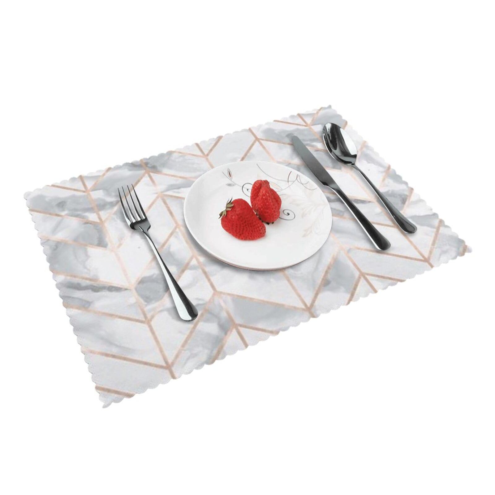 Bnvsadc Rose Gold Marble Design Background 4 Pcs Heat Resistant Placemat 45X30 Cm, Printed Non-Slip Place Mats For Kitchen Dining Table Indoor Outdoor