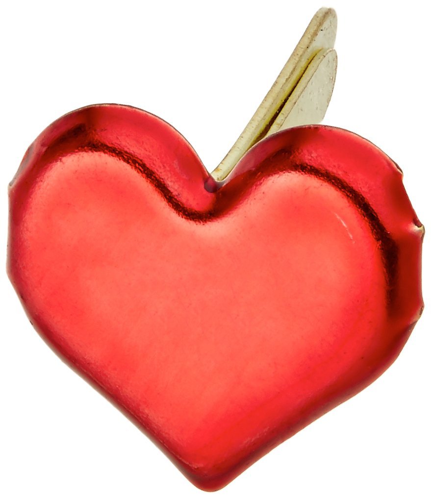Creative Impressions Painted Metal Paper Fasteners 50/Pkg, Hearts - Metallic Red