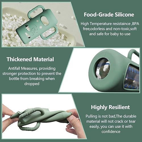 Miniatura 4 de Paquete de 2 fundas de silicona para botellas de vidrio del Dr. Brown, fundas de botella con asas de protección contra caídas con asas, soporte para