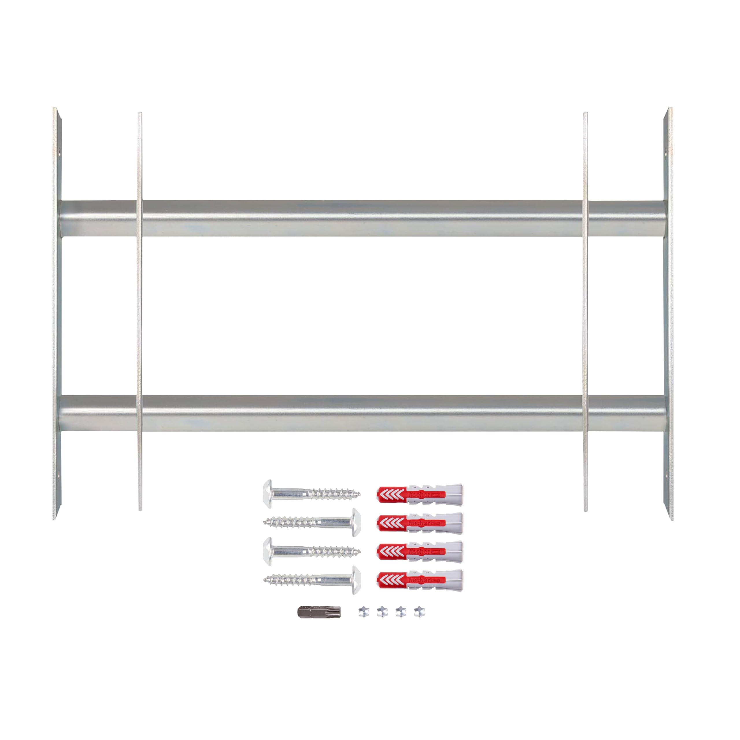 siwitec Fenstergitter inkl. Montagezubehör | Stahl roh | Einbruchschutz | Gitter | Kellerfenstersicherung | ausziehbare Fenstersicherung | 700-1050 x 450 mm