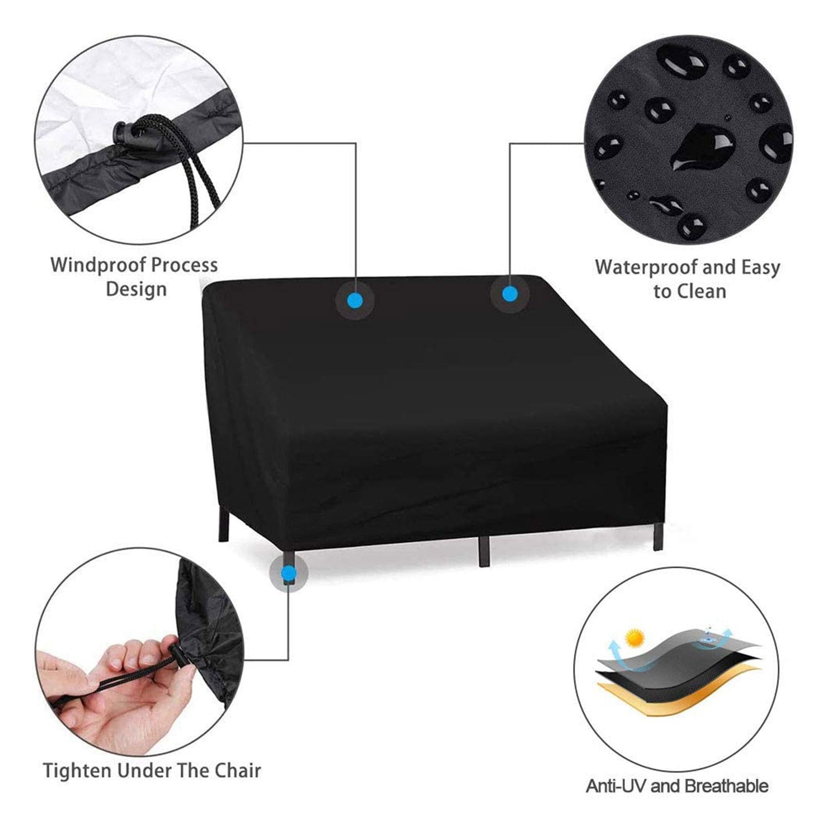 Housse Banc de Jardin 2/3/4 Places, Protection Extérieur Étanche Anti-UV 210D Oxford