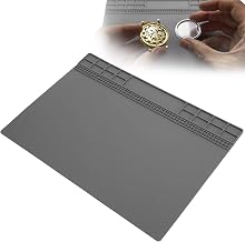 Watch Repair Mat, Heat Resistant Silicone Work, Non Magnetic Soldering 13.8 x 9.8 in, Electronic, Solder Pad