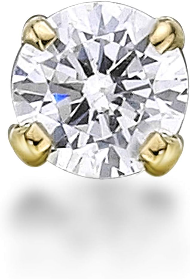 Lavari Jewelers 20 Gauge Straight Bone Nose Stud for Women or Men - 14k White or Yellow Gold 2 mm or 3 mm Cubic Zirconia Nose Ring - Unisex Hypoallergenic Nostril Piercing Jewelry - 20G Body Piercing