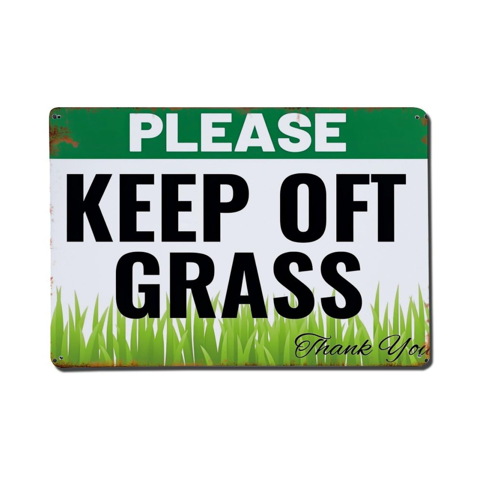 Please Keep Off Grass Thank You Vintage Tin Sign Retro Metal Wall Decor Metal Poster, Home Bar Garage Farmhouse Cafe Wall Art Decoration 8x12Inches