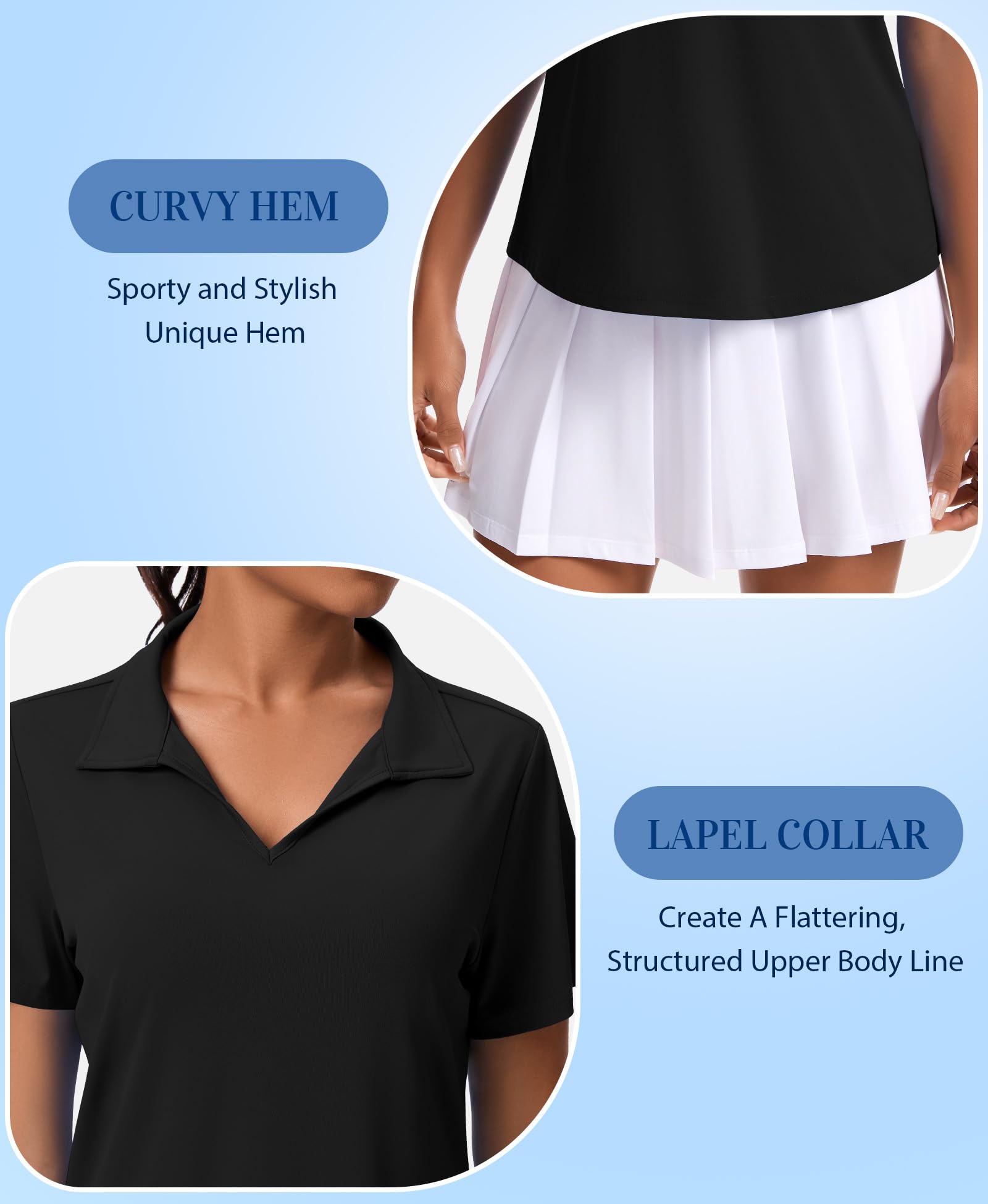 JoyGirl Polo da golf a maniche corte da donna UPF 50+ con scollo a V, maglietta leggera per sport, tennis, traspirante, top da palestra