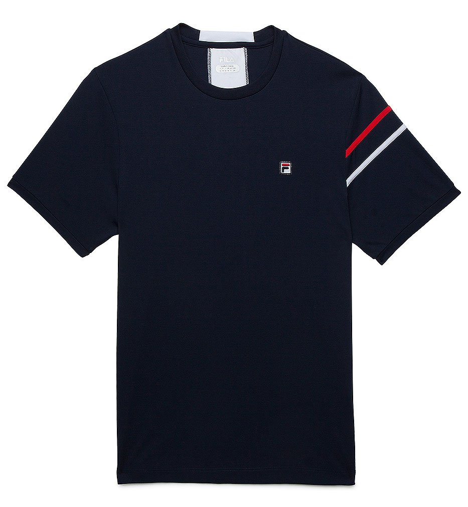 Fila Heritage Back Stripe Crew Shirt, Peacoat/White/Chinesred, XX-Large