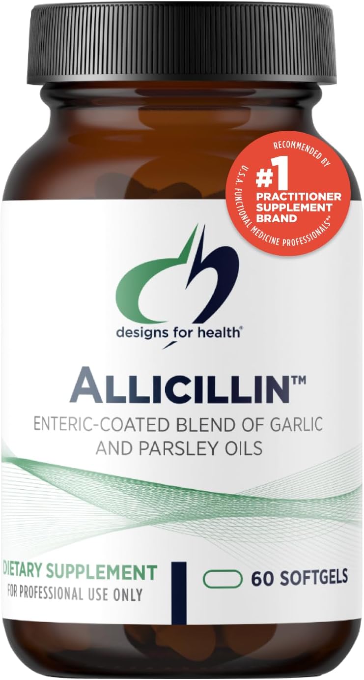 Designs for Health Allicillin – Allicin Supplement with 200mg Garlic Oil + Parsley Oil – Garlic Pills with Powerful Sulfides – Enteric Coated to Help Reduce Odor, Non-GMO (60 Softgels)