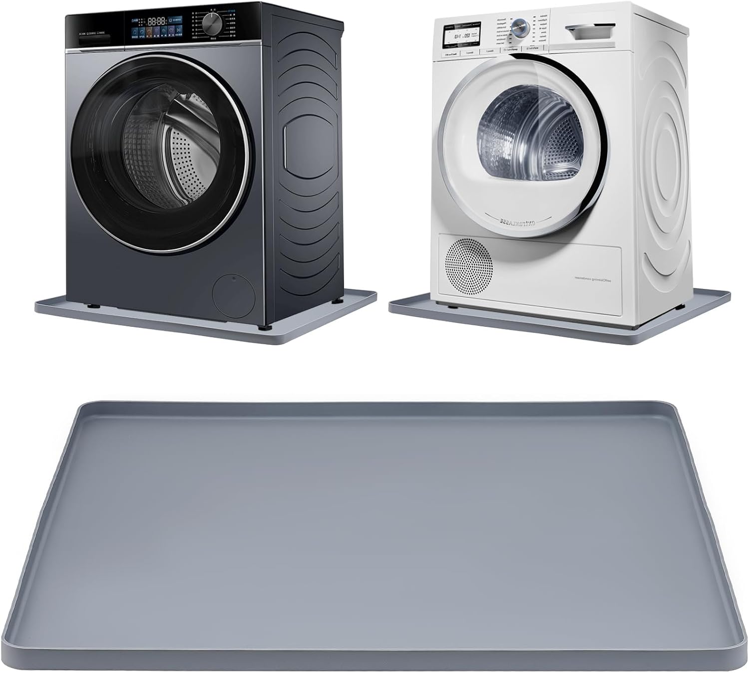 Washing Machine Drip Pan, 27 x 27 Inch Washer Drain Pan, Prevent Water Leakage and Protect Floor, Trays for Under Washer and Dryer with Raised Edge, Multi-function Soft Foldable Waterproof Mat