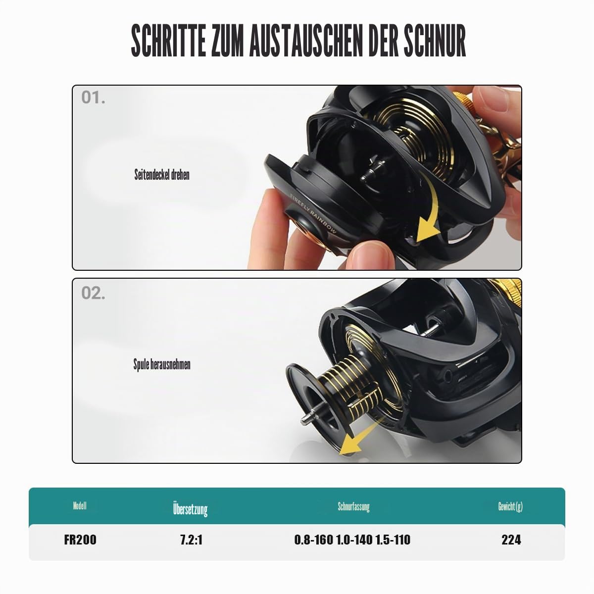 Angelrolle,Angelrollen,Leichte Baitcasting Angel Rolle,7,2:1 Hochgeschwindigkeits-Übersetzung Baitcasting-Rolle,MAX Bremskraft 8KG für Salzwasser und Süßwasser