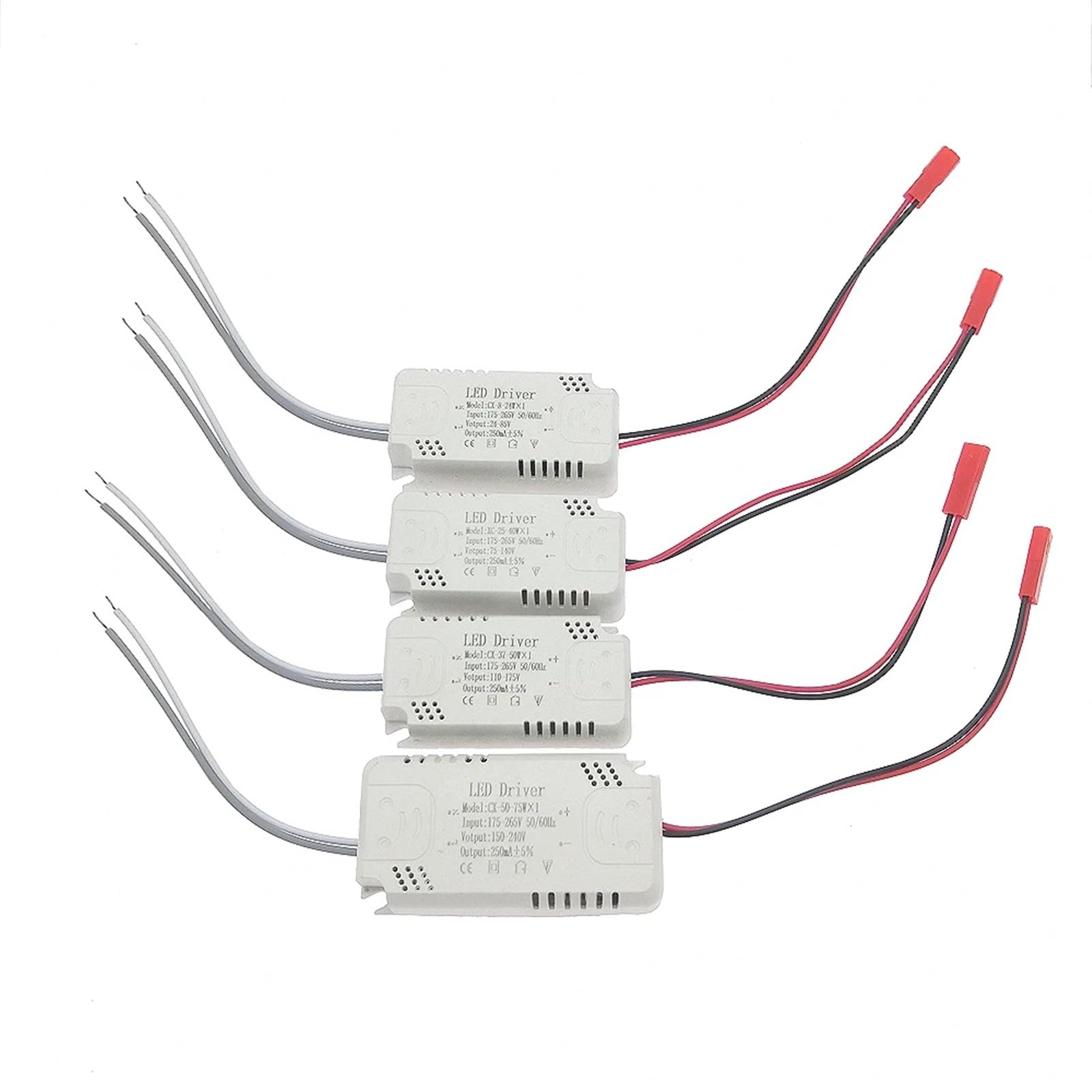 Sterownik zasilania LED 250 mA, 5-10 sztuk, 8-24 x 1 W 25-40 x 1 W 37-50 x 1 W 50-75 x 1 W 220 V, oświetlenie do elastycznej taśmy i żyrandoli (25-40 x 1 W, 10 sztuk)