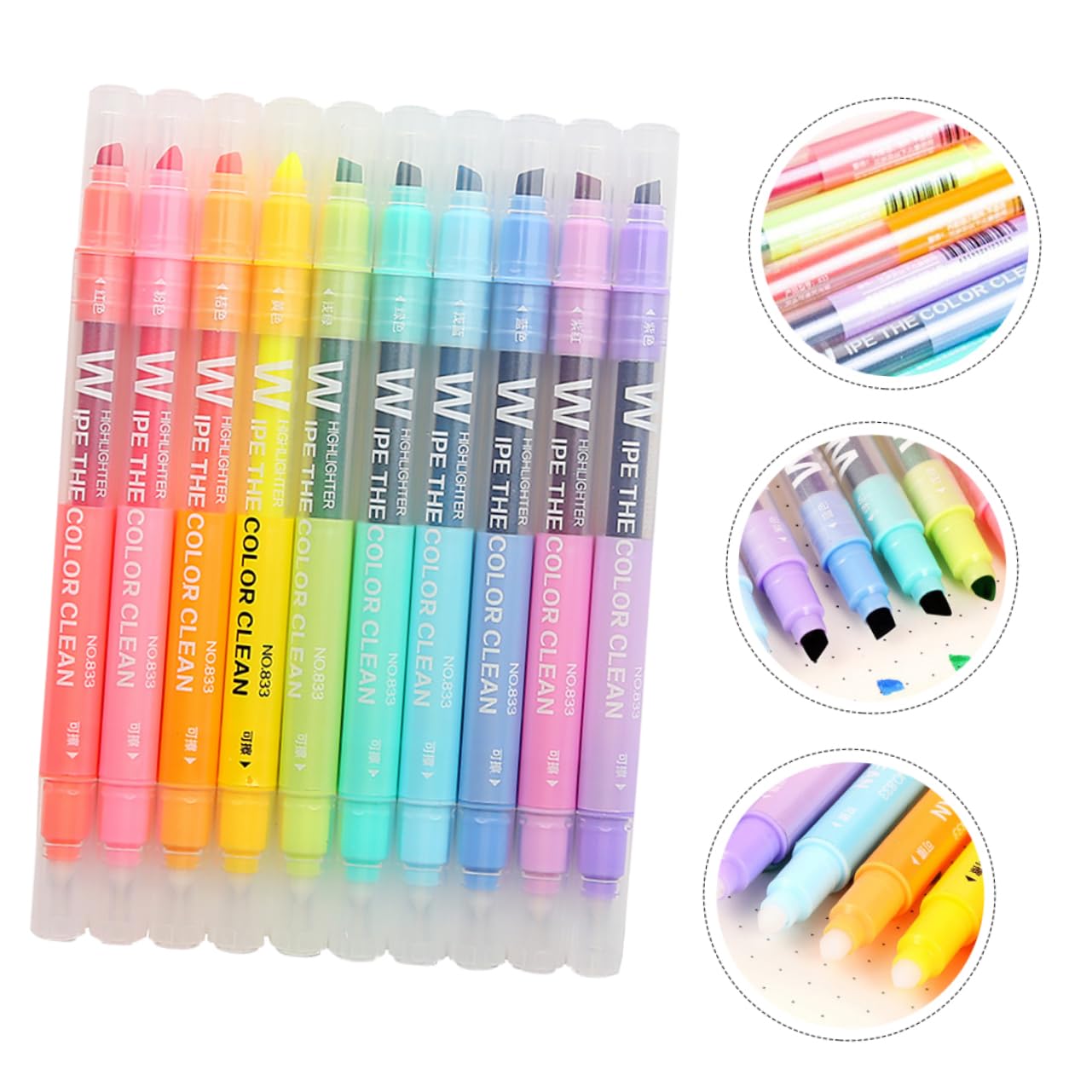 STOBOK 30pezzi Evidenziatori Colorati Doppia Punta Evidenziatori Pastello Riutilizzabili Per Studenti Cancelleria Creativa Per Appunti e Lettura Design Adorabile e Funzionale