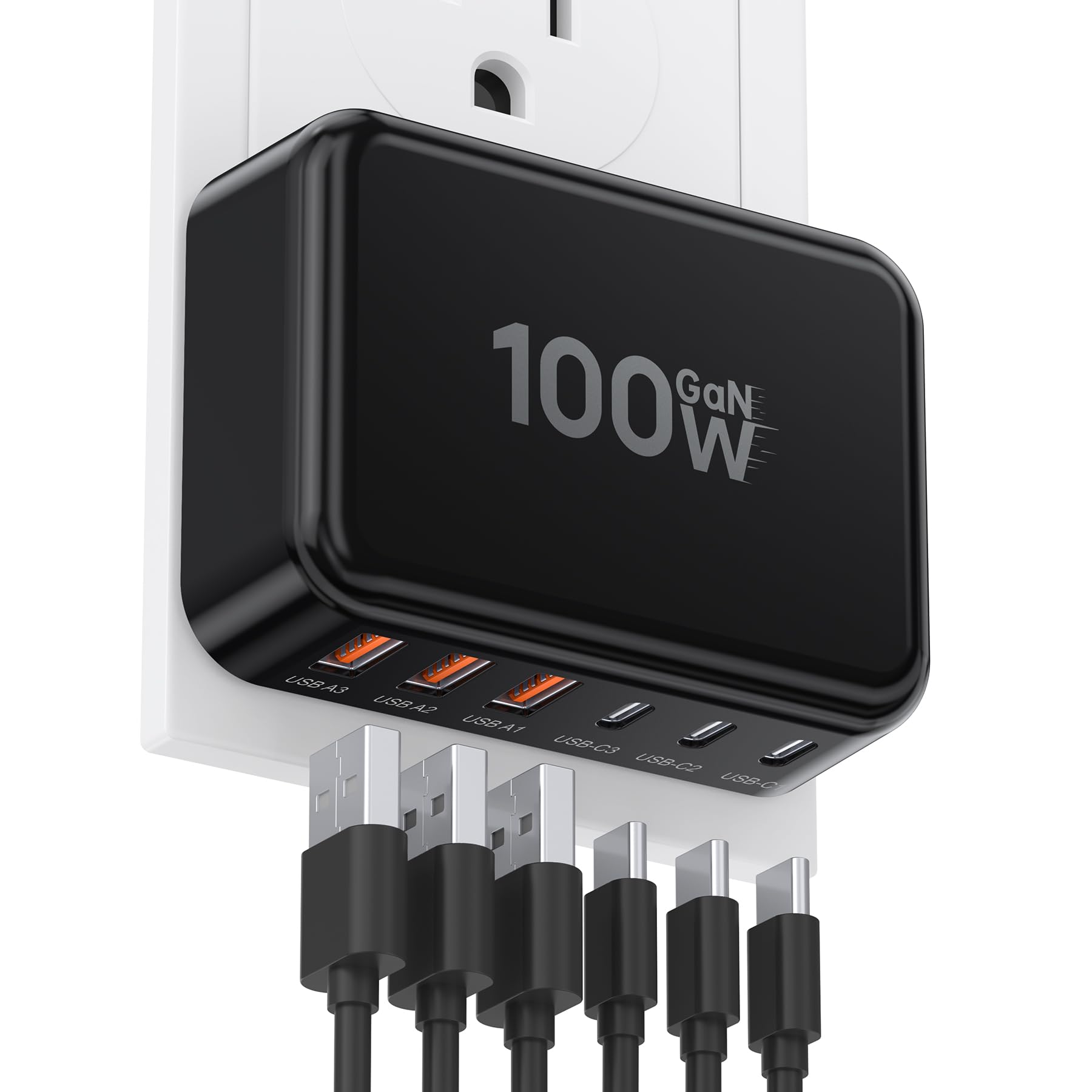 USB C Charger, Flat 100W Max 6-Port Fast Wall Charger Charging Station Hub