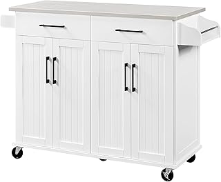 Yaheetech Kitchen Island Cart with Storage & Stainless Steel Countertop,...