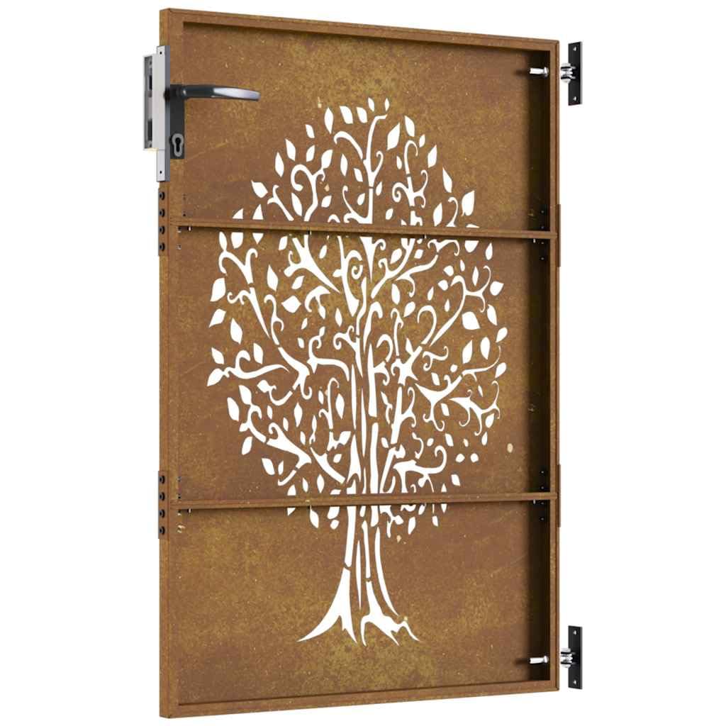 vidaXL Portail de jardin 85x125 cm acier corten conception de l'arbre