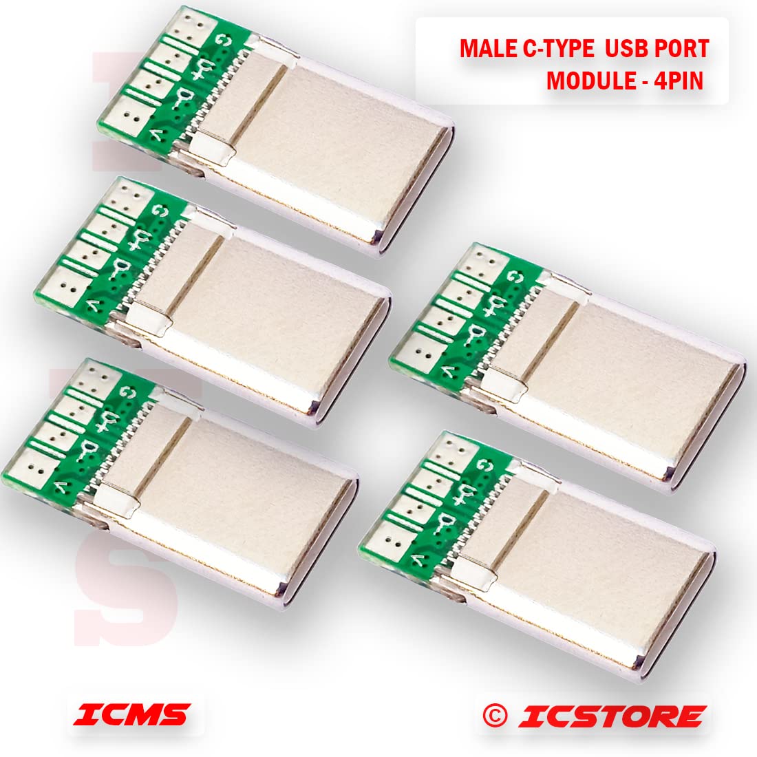 USB Port Cards - 5 Pack C Type Male -2