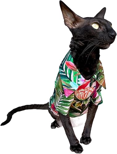 Miniatura 1 de Kotomoda Camiseta hawaiana de gato sin pelo para Sphynx y gato desnudo (XS)