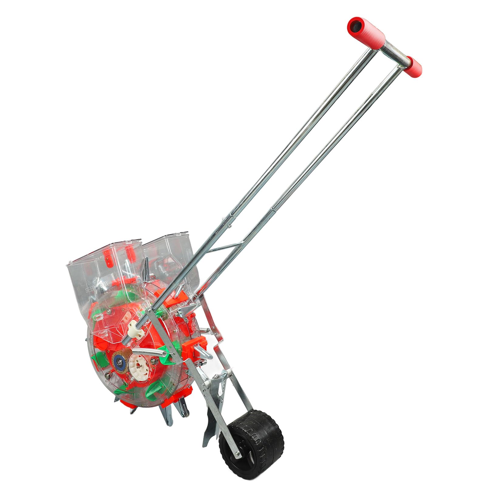 Aramox Siewnik Ręczny, Ręczny Siewnik Ogrodowy z 7 Podwójnymi Dyszami, Regulowanym Rozstawem, Gumowa Sadzarka Rzędowa ze Stali Nierdzewnej PC dla Gospodarstw Ogrodniczych z kukurydzą, soją i Grochem