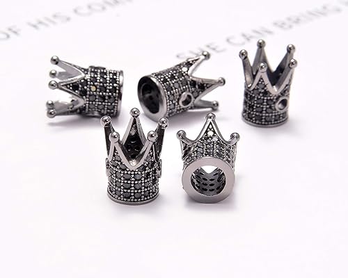 Vista 3 de AD Beads Zircon pavimenta diamantes de imitación corona rey o reina corona para pulsera conector encanto espaciador cuentas