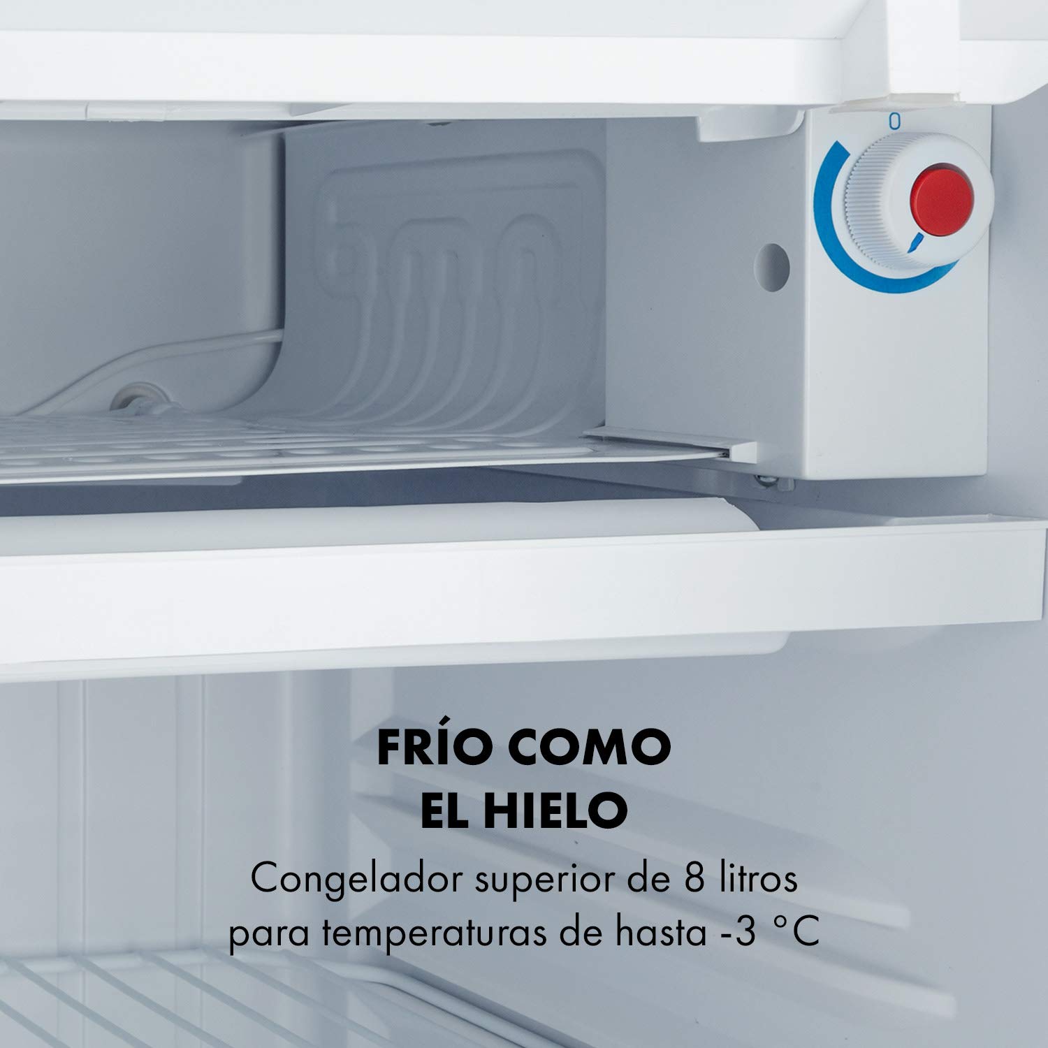 KLARSTEIN Yummy Refrigerador con compartimento congelador,R600a, 42 dB, 1 x estante de rejilla, incluye bandeja de goteo, 90 L, compartimento congelador: 8 litros, refrigerador: 90 L, rojo