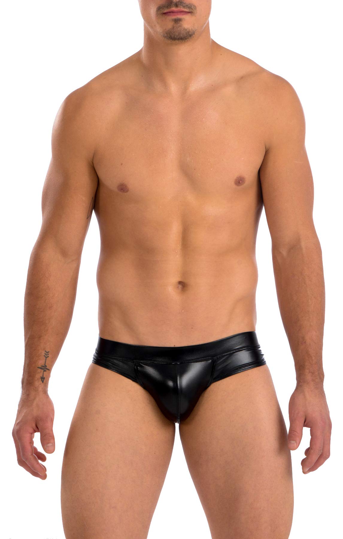 Gary Majdell Sport Men's Cheeky Brief Bikini Swimsuit, Liquid Black, Large