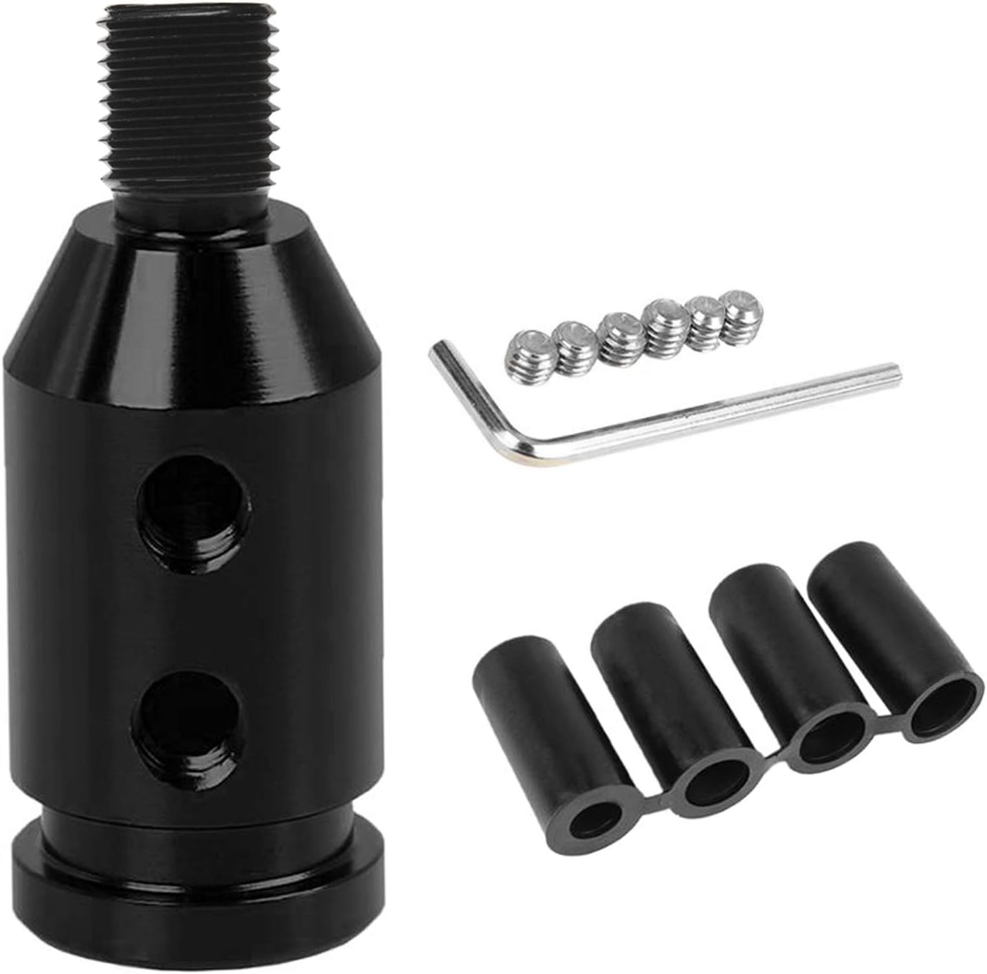 Car Universal Shift Knob Adapter, Automatic Shifter Adapter, Aluminum Alloy Gear Shift Knob Adapter for Non-Threaded Manual Shifters M12x1.25 (Black)