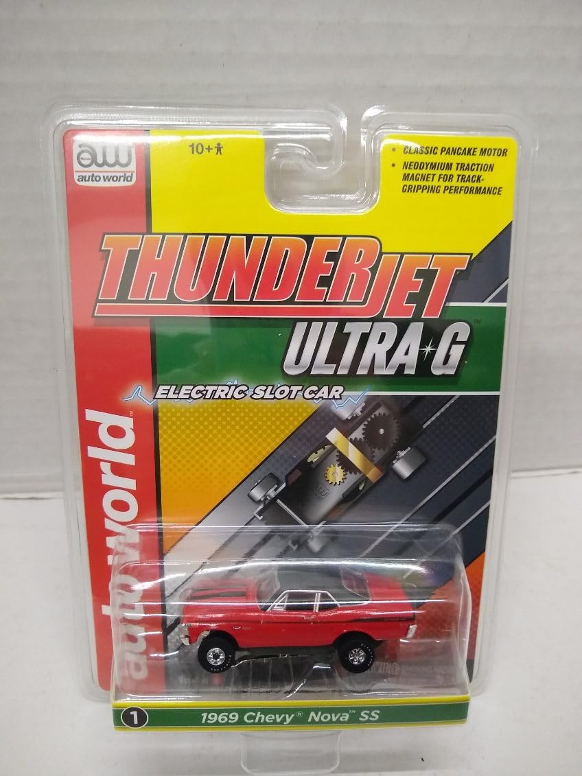 Auto World SC411-1B 1969 Nova SS HO Scale Electric Slot Car - Red