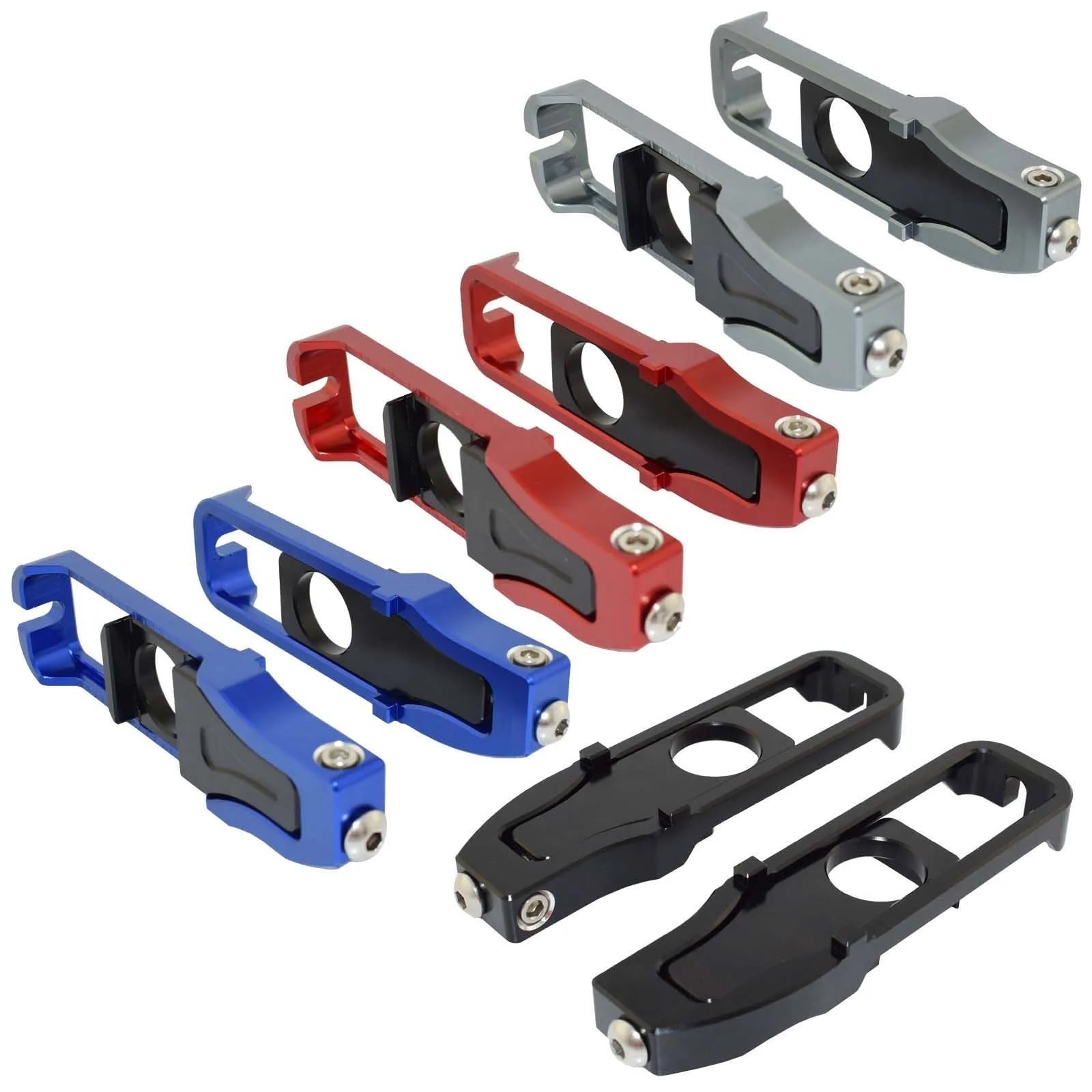 Ajusteur de Chaîne Ajustement de chaîne de blocs d'essieu de roue arrière de moto adapté pour Yamaha YZF R6 adapté pour YZF-R6 RJ27 2017-2021 Tendeur de Chaîne de Réglage de | Red