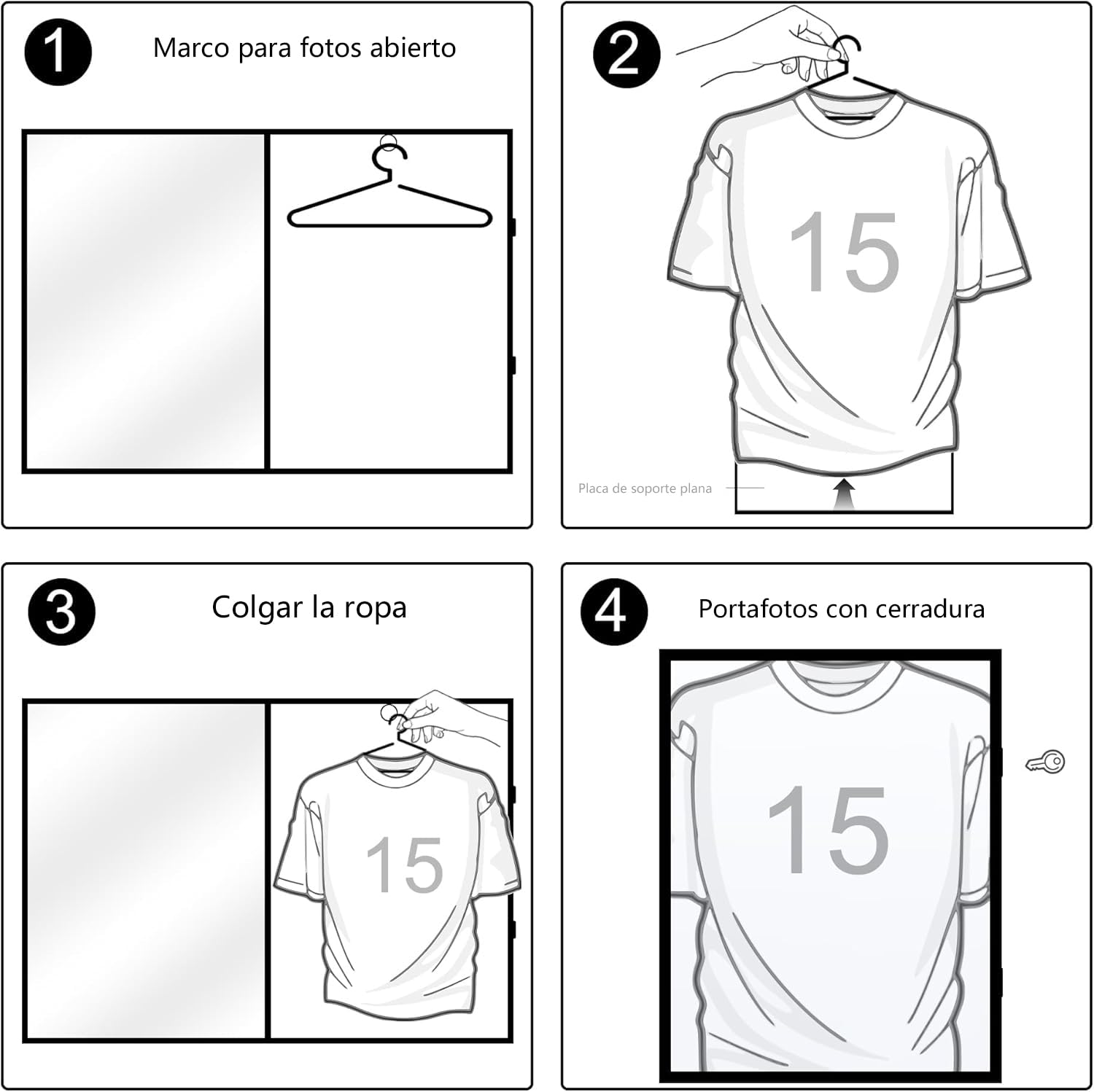 Marco para Camiseta de fútbol Negro, Guarda Béisbol, Baloncesto