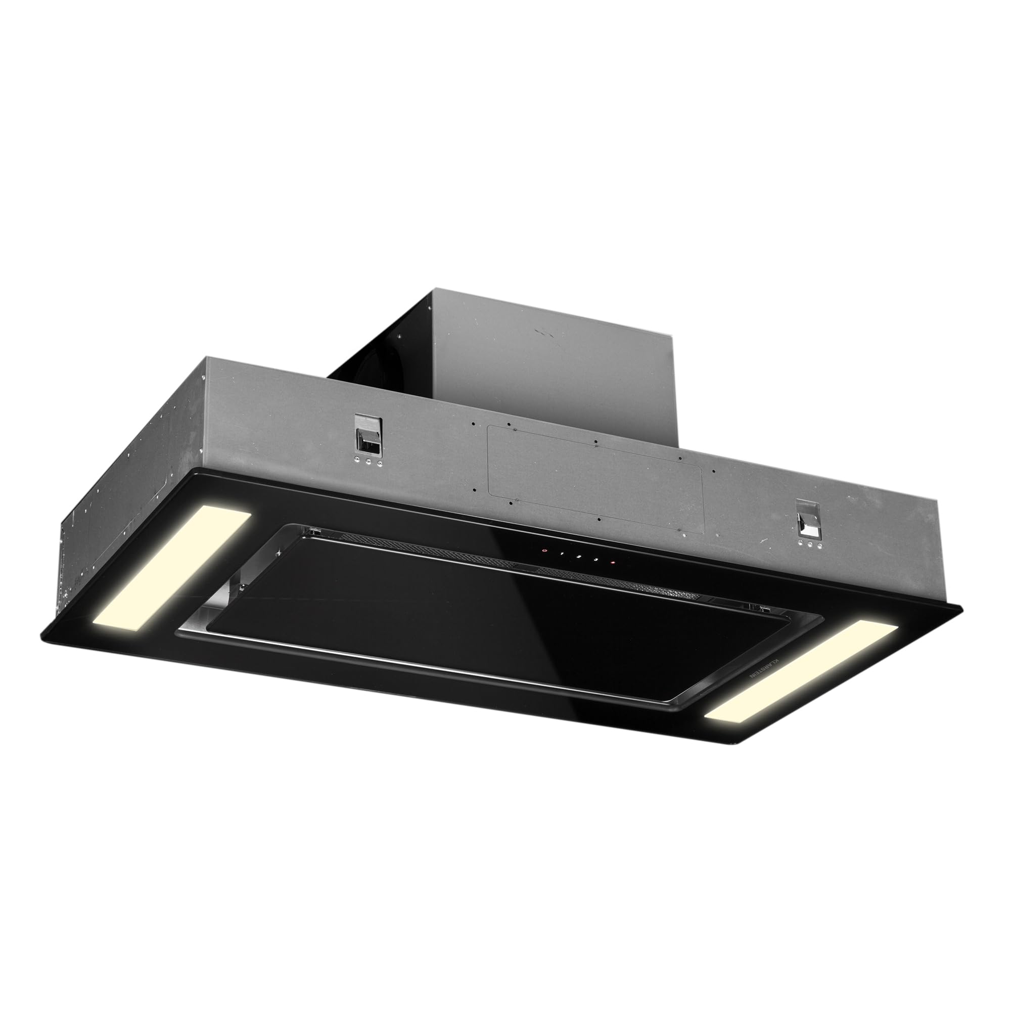 Klarstein Okap kuchenny, Cichy okap, podszafkowy, z filtrem, do zabudowy, 90cm, 230W, 609 m³/h, wyciągowy/z recyrkulacją Czarny