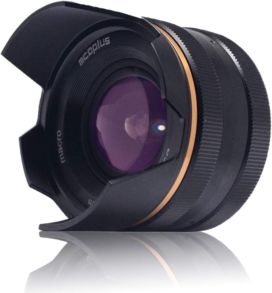 Mcoplus 14mm F3.5 Fuji X Mount Manual Focus Lens, Large Aperture & Macro Photography w/Camera Lens Hood for Fujifilm X-Mount X-H1, X-T3, X-T30, X-T20, X-T100, X-A5 Mirrorless Camera(Black)