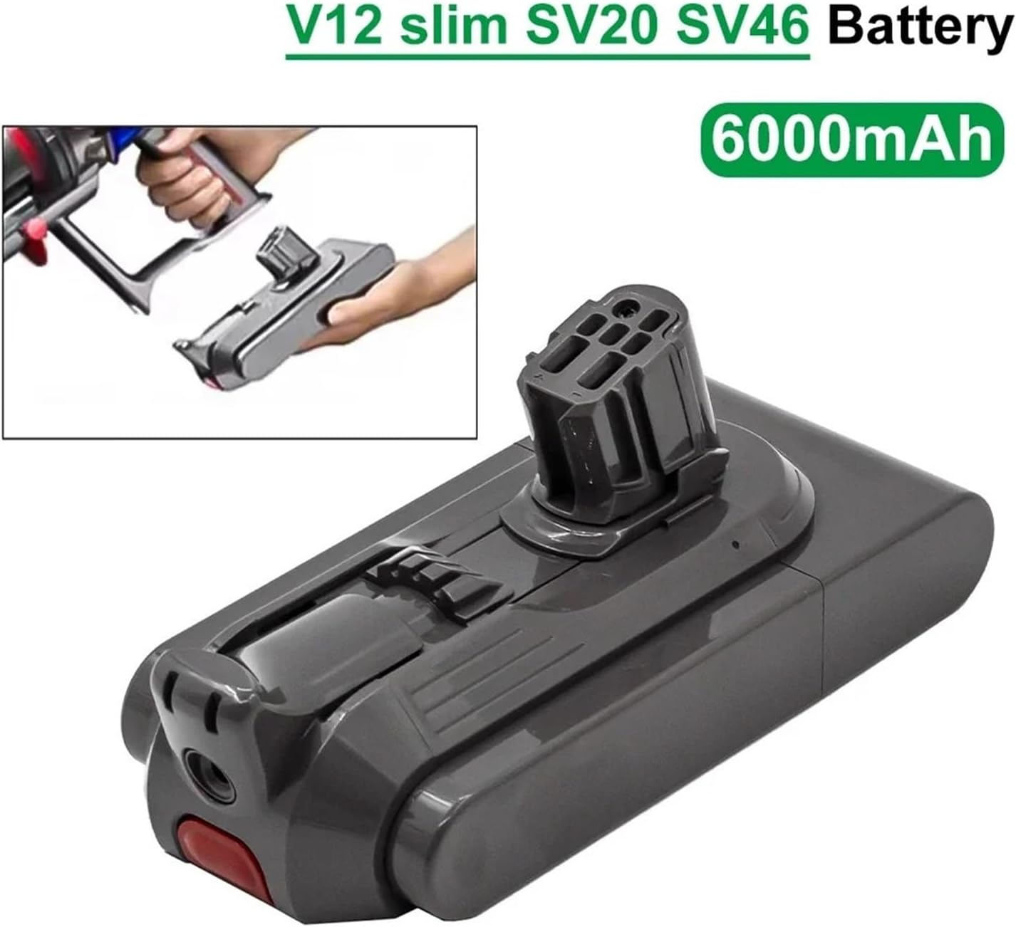 Vacuum Cleaner 25.2V 6000mAh Snap-in Rechargeable Battery Replacement. Compatible for Dyson V12 SV20 SV30 SV35 SV46 V12slim