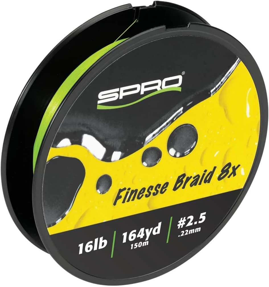 SPRO Fishing SFB8X-16LGM150 Finesse Braid 8X 16Lbs 150M/164Y Lime Green