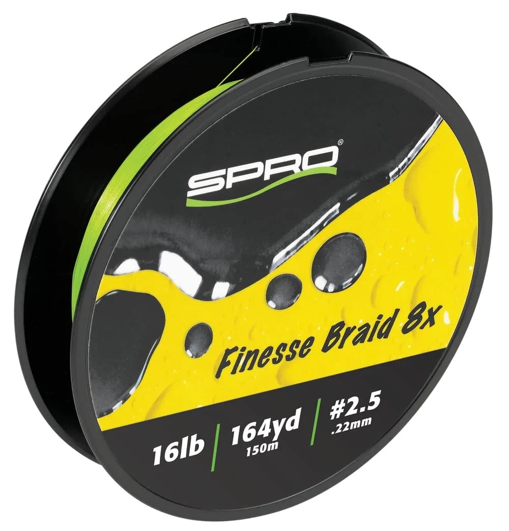 SPRO Fishing SFB8X-16LGM150 Finesse Braid 8X 16Lbs 150M/164Y Lime Green