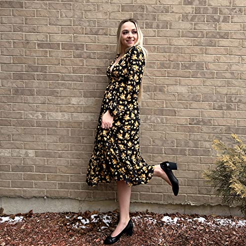 JENN ARDOR Chunky Block Pumps for Women Slip On Low Heel Closed Round Toe Dress Shoes Classic Mid Square Shoes Wedding Party Office Lady Shoes 2 inch3