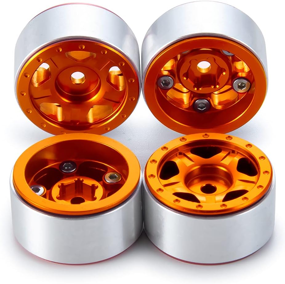 RCLIONS 4pcs Aluminum Alloy 1" Micro Beadlock Wheels Rims for All 1:24 Scale Axial SCX24 RC Crawler Car Upgrades Accessories