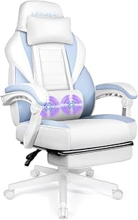LEMBERI Big and Tall Gaming Chair 400lb Capacity, Heavy-Duty Office Chair with Reinforced Footrest, Wide Seat High Back PC Desk Chair with Linkage Armrests, Thickened Steel Frame, PU Leather