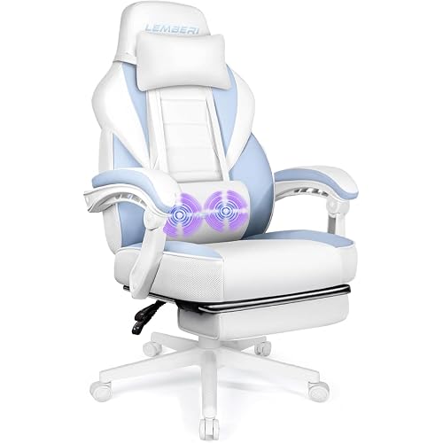 LEMBERI Big and Tall Gaming Chair 400lb Capacity, Heavy-Duty Office Chair with Reinforced Footrest, Wide Seat High Back PC Desk Chair with Linkage Armrests, Thickened Steel Frame, PU Leather