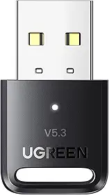 UGREEN Adaptador Bluetooth USB para PC, dongle Bluetooth 5.3 para laptop, mouse, teclado, impressoras, fones de ouvido, alto-falantes, controladores PS5/Xbox/Switch Pro, adaptador Bluetooth sem driver